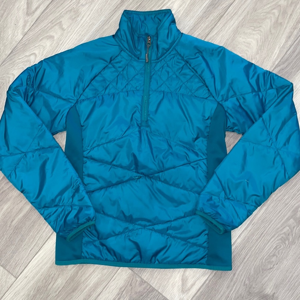 Athleta Teal Blue Quilted 1/4-Zip Pullover Jacket